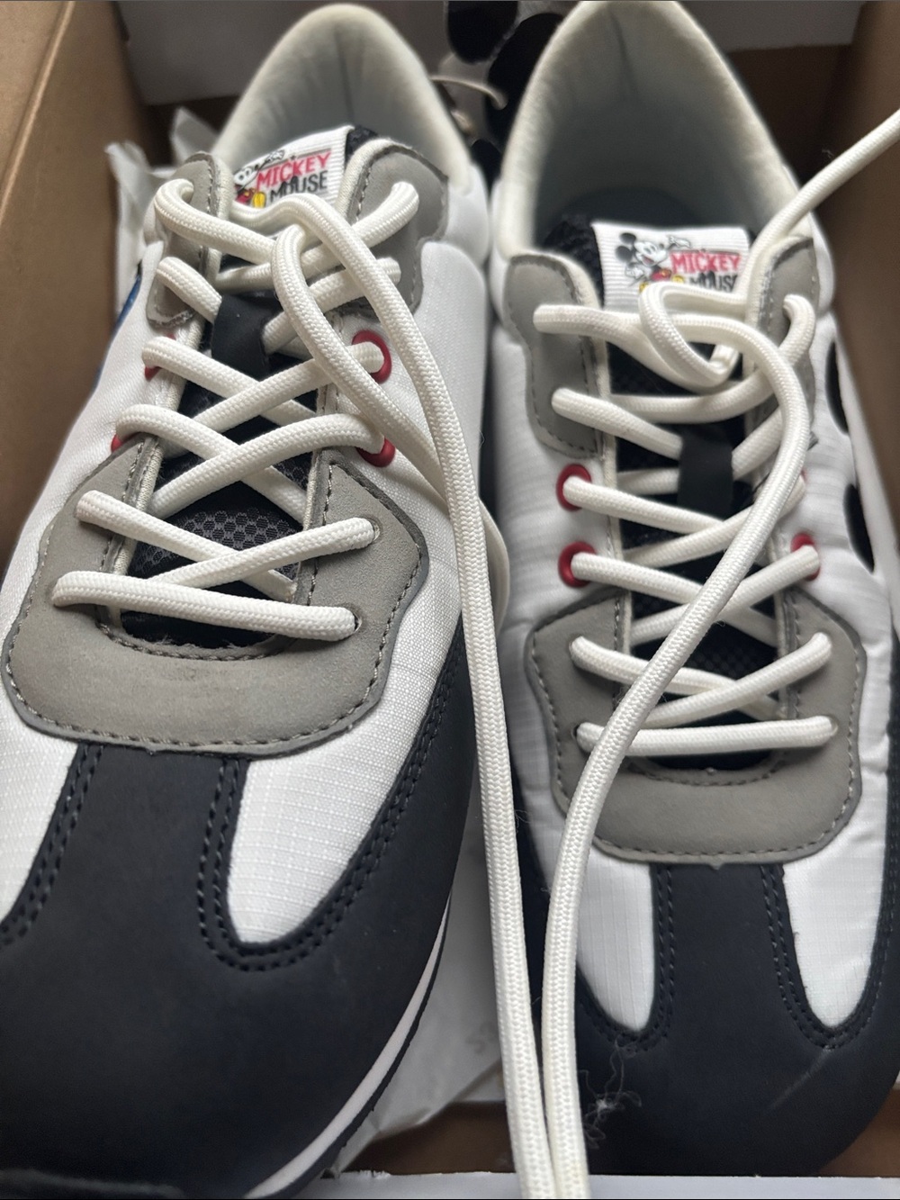 Men's Lace-Up Sneakers — White, Black & Gray